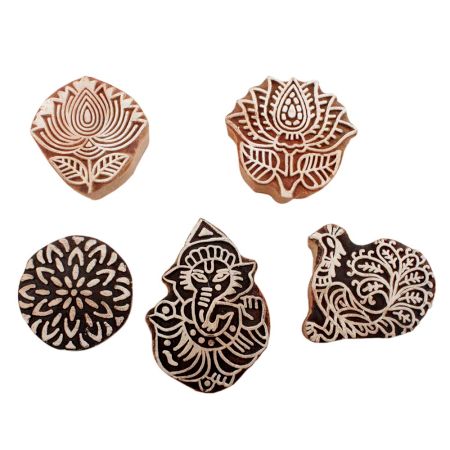 Set of 5 Piece New Mix Wooden Printing Blocks